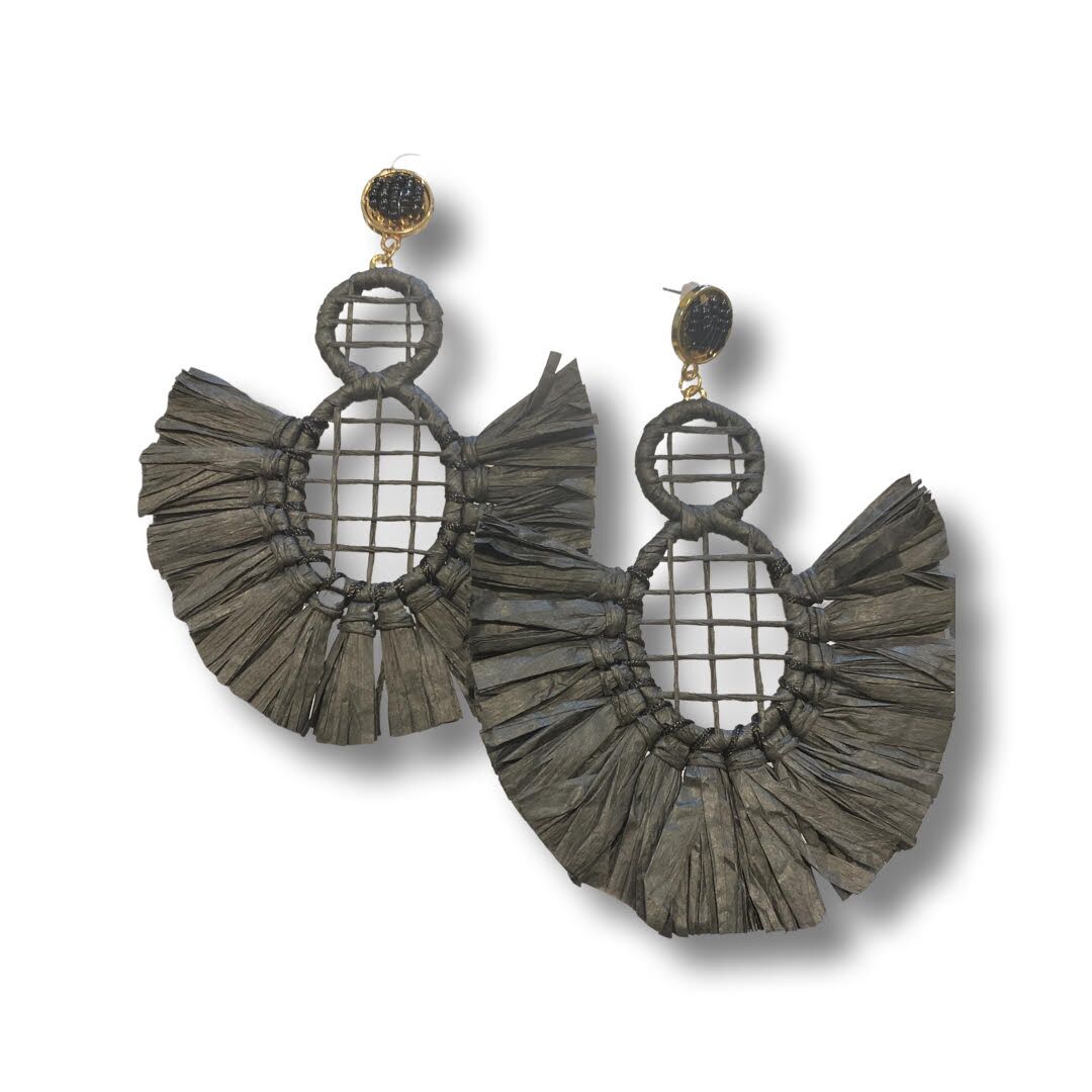 SALE - $12.00 Raffia Statement Earrings - Image 3