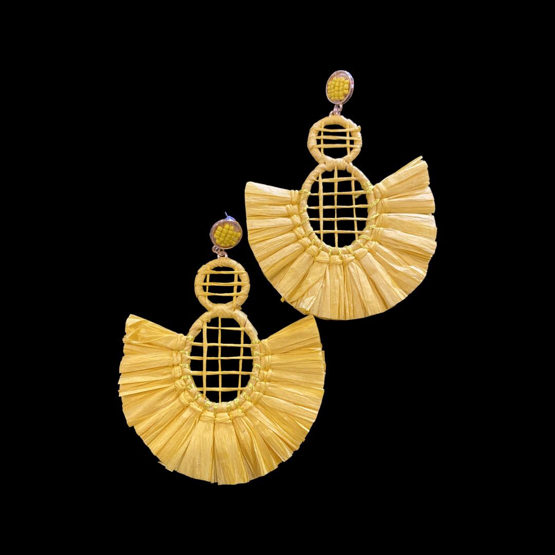 SALE - $12.00 Raffia Statement Earrings - Image 2