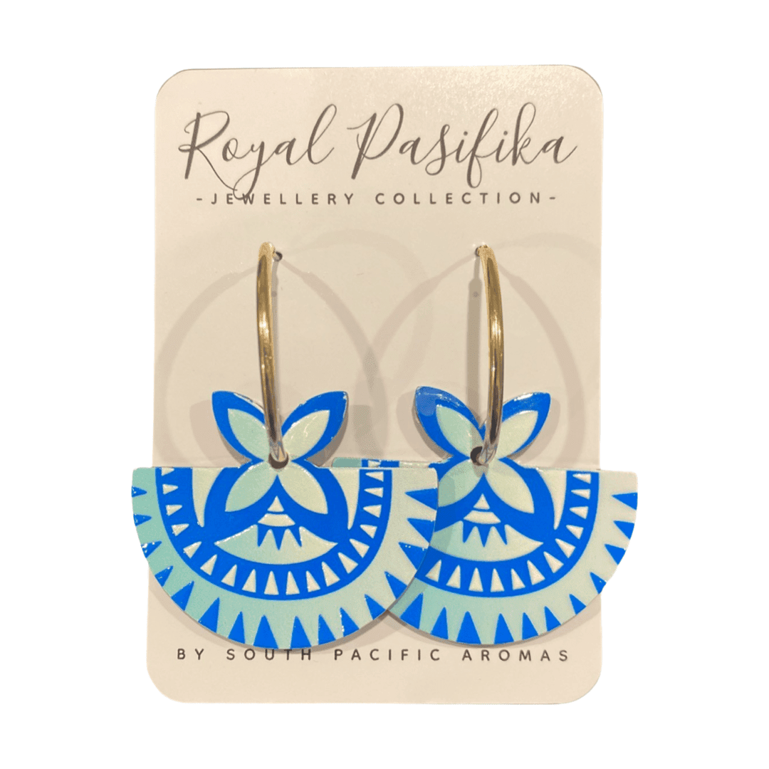 SALE - $6.00 Island Patterned Semi Circle Earrings - Image 2