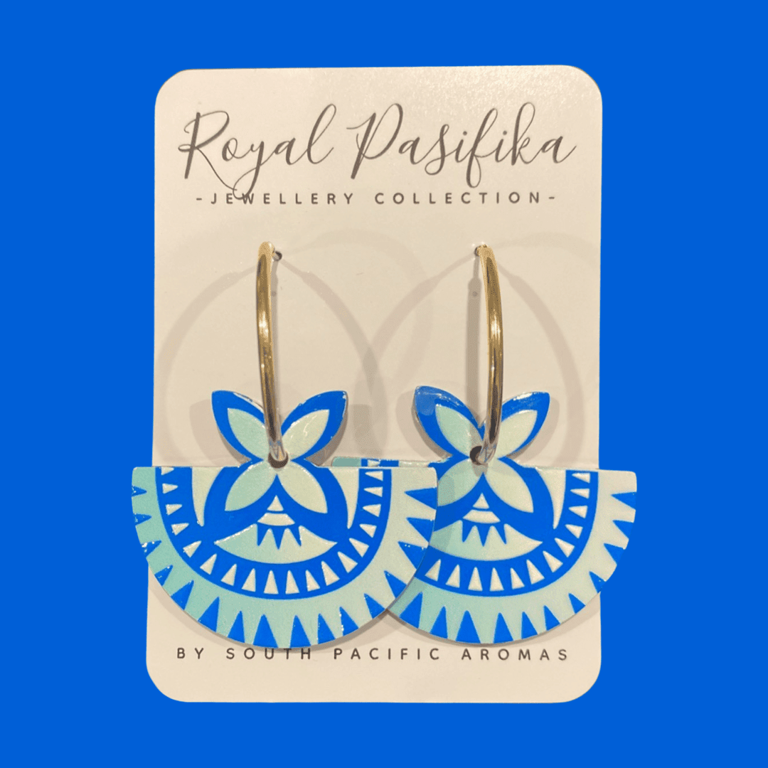 SALE - $6.00 Island Patterned Semi Circle Earrings