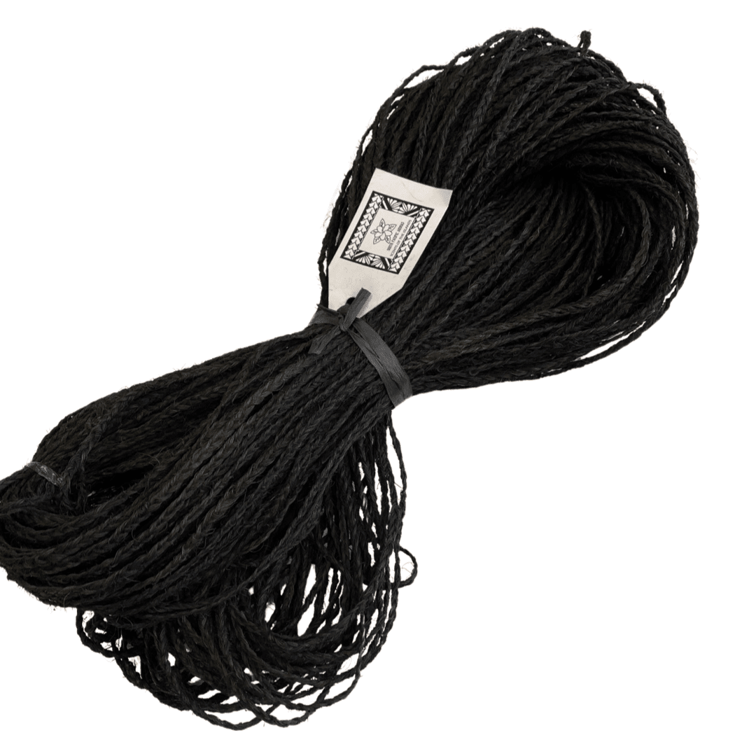 Black Dyed Kafa Pulu - Braided Coconut fibers 100 yards - Image 3