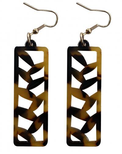 Faux Turtle Shell Rectangle Earrings