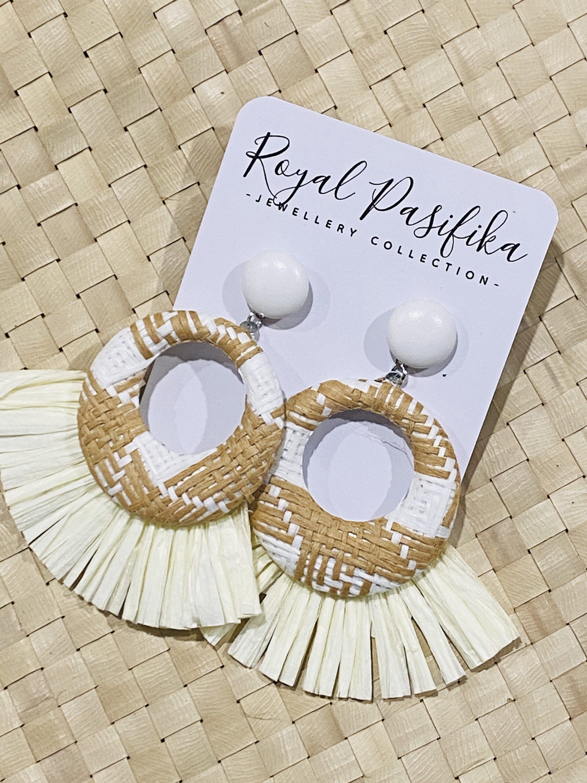 SALE - $10.00 Weaved Coloured Raffia Earrings - Image 3