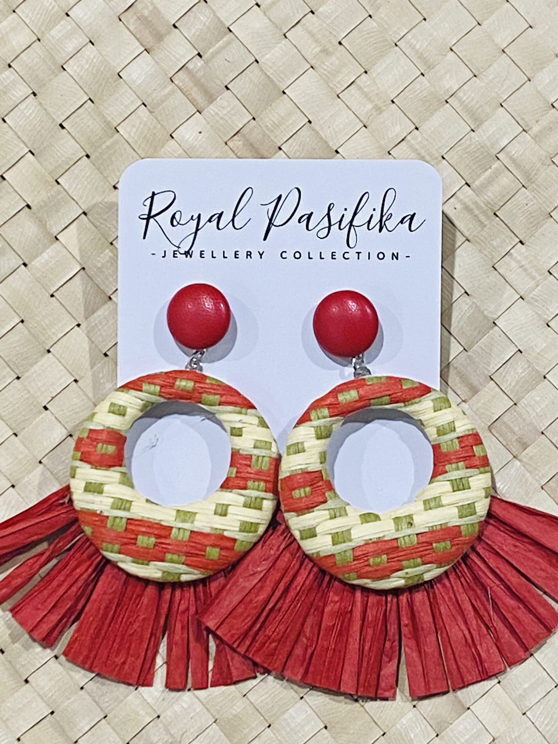SALE - $10.00 Weaved Coloured Raffia Earrings - Image 2