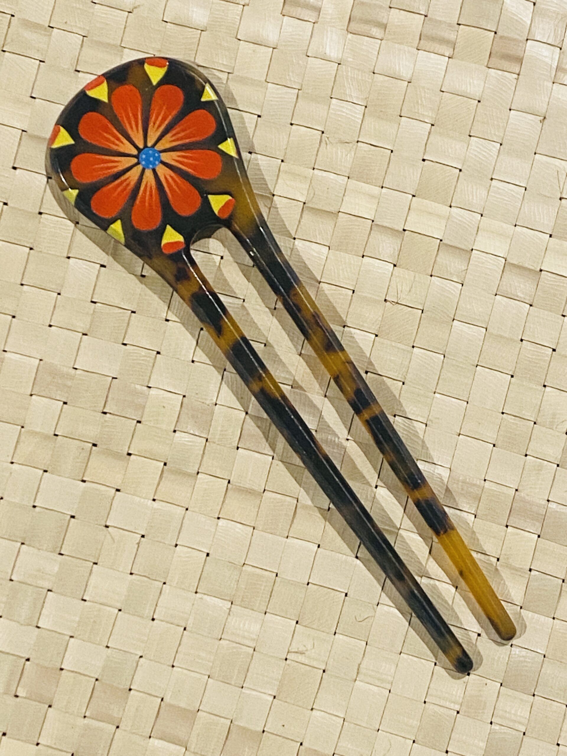 SALE - $6.00 Rounded Tip Faux Turtle Shell Hair Pin with Island Designs - Image 5