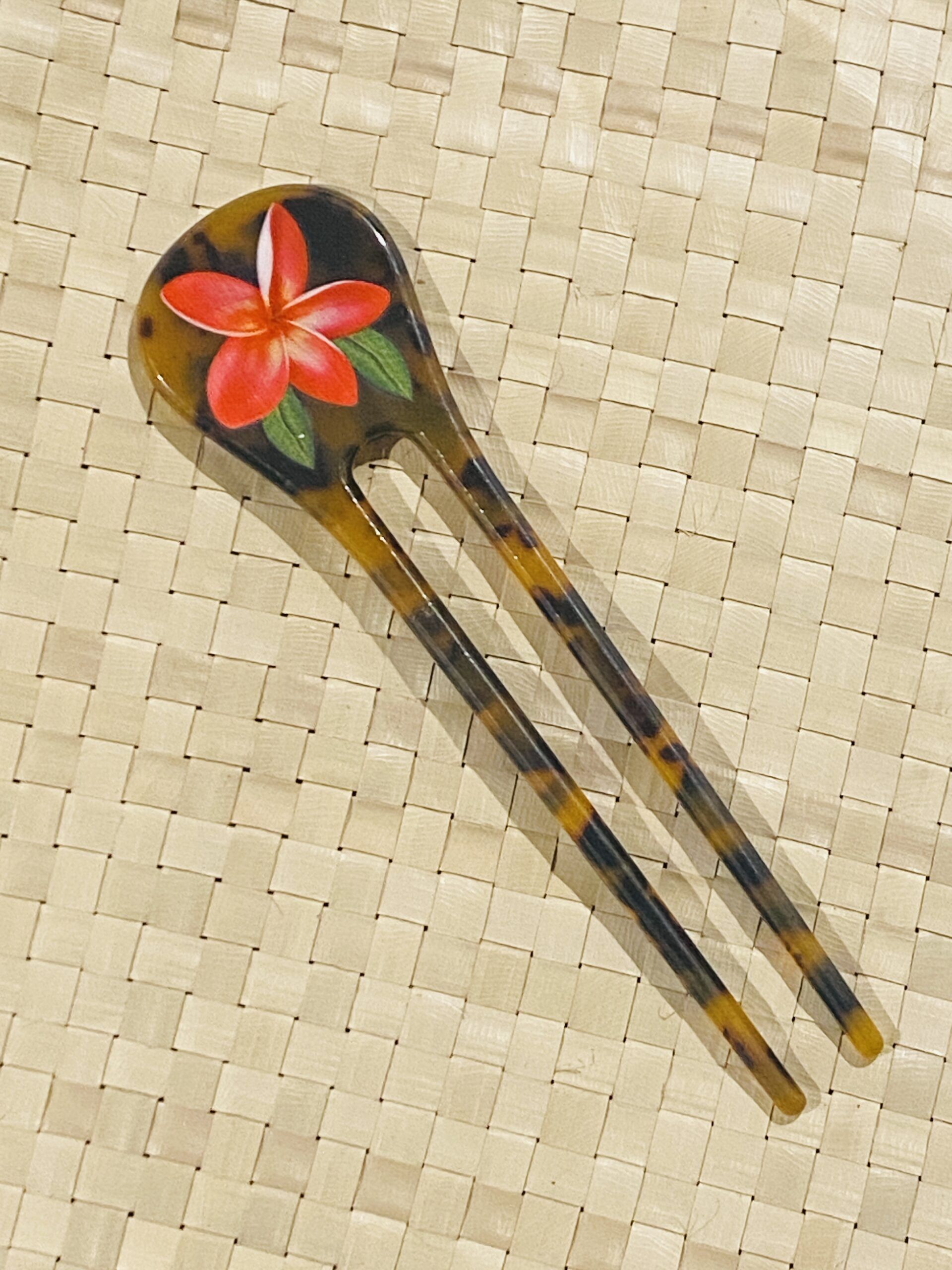 SALE - $6.00 Rounded Tip Faux Turtle Shell Hair Pin with Island Designs - Image 7