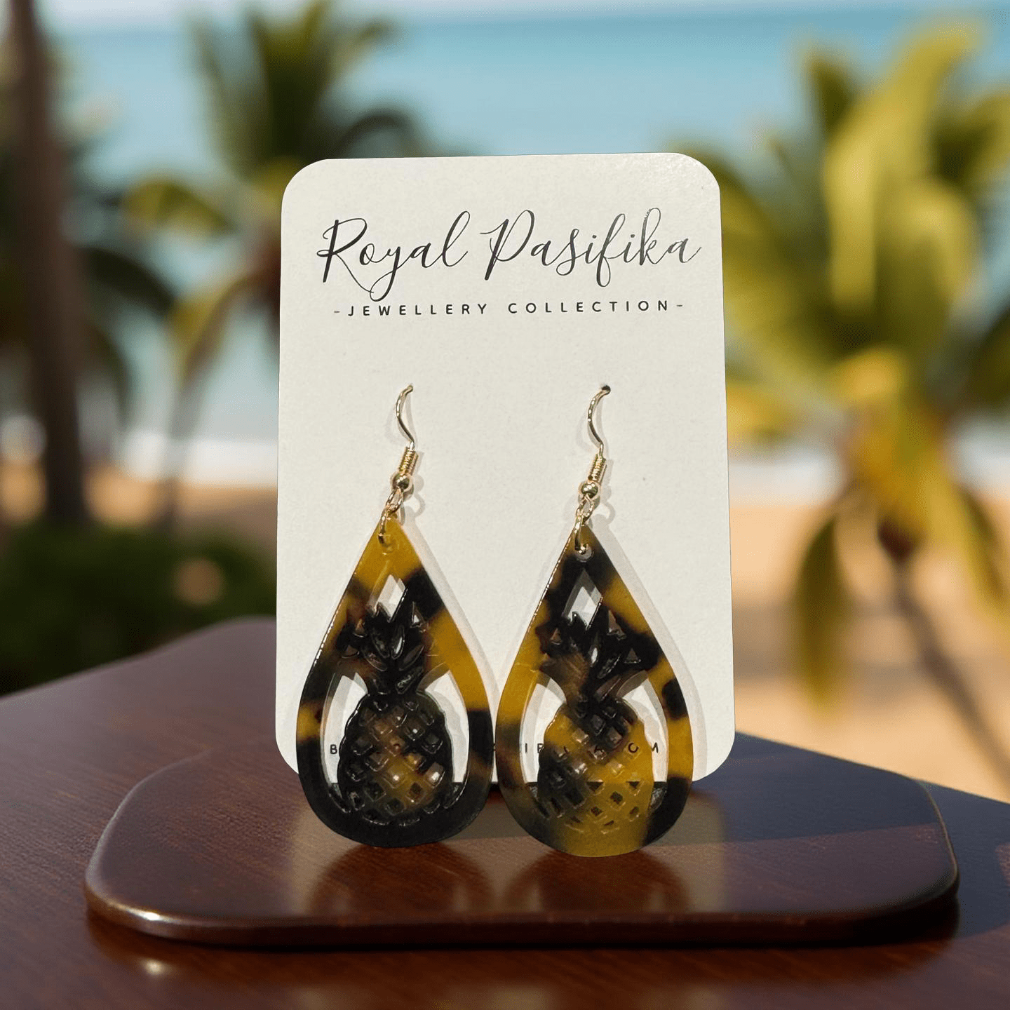 Pineapple in Teardrop Shape Faux Turtle Earrings